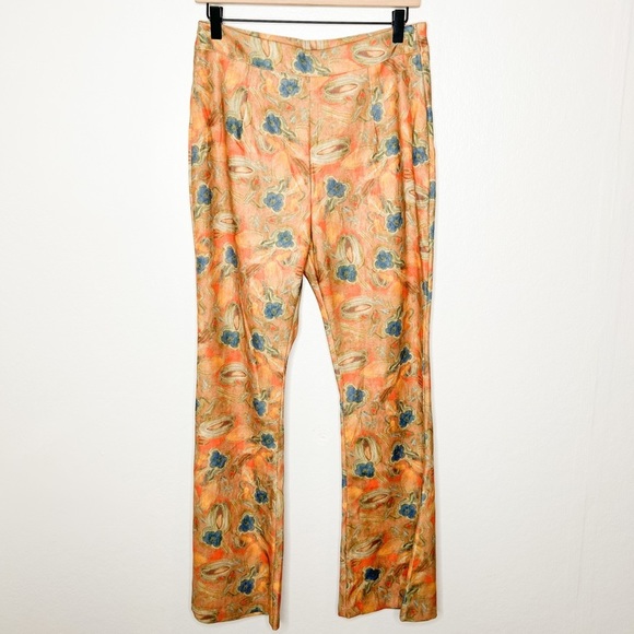 NWT CIDER Antique Painting Retro Flared Trousers Pull On Pants Medium M - Picture 2 of 8